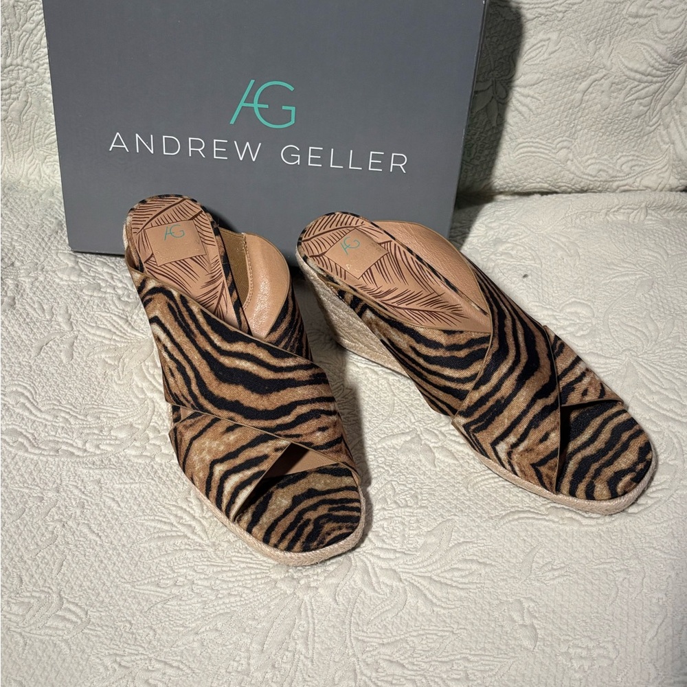 Andrew Geller Black and Tan Wedge Shoes